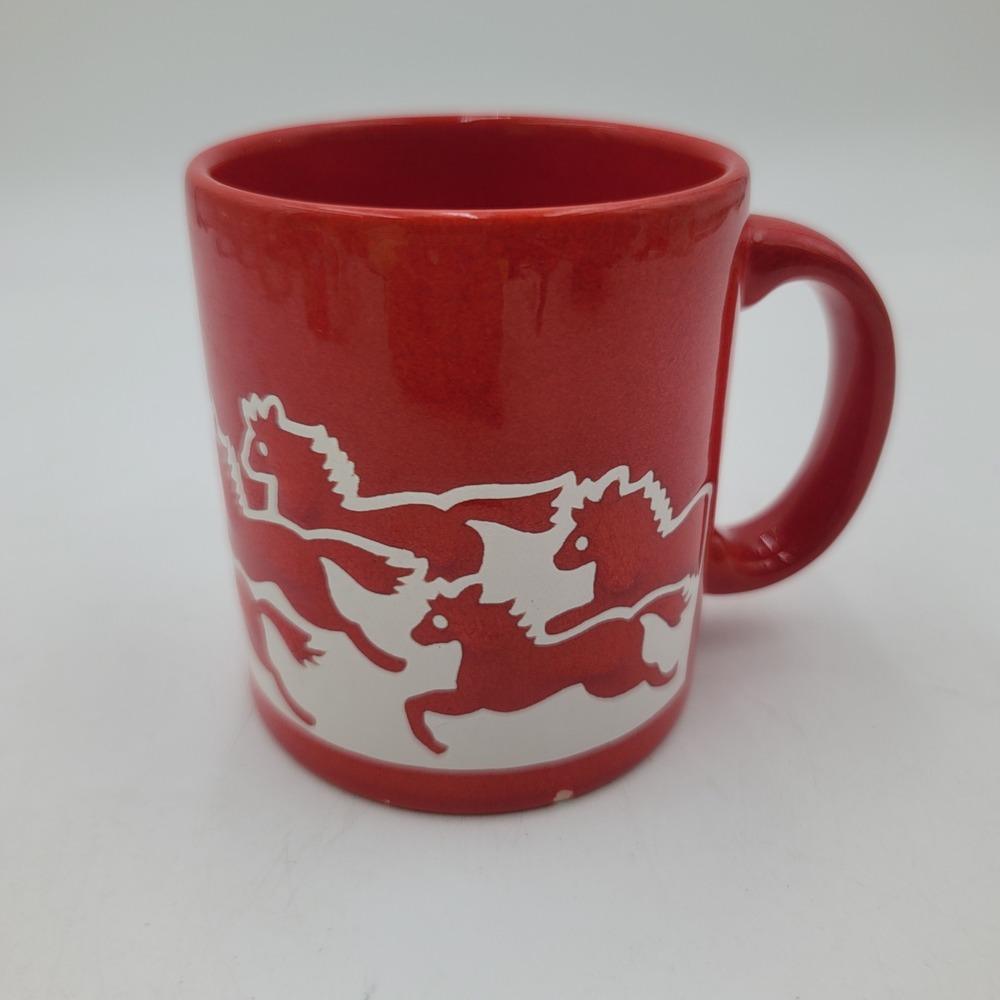Waechtersbach West Germany Red White Horse Coffee Mug Vintage Ceramic